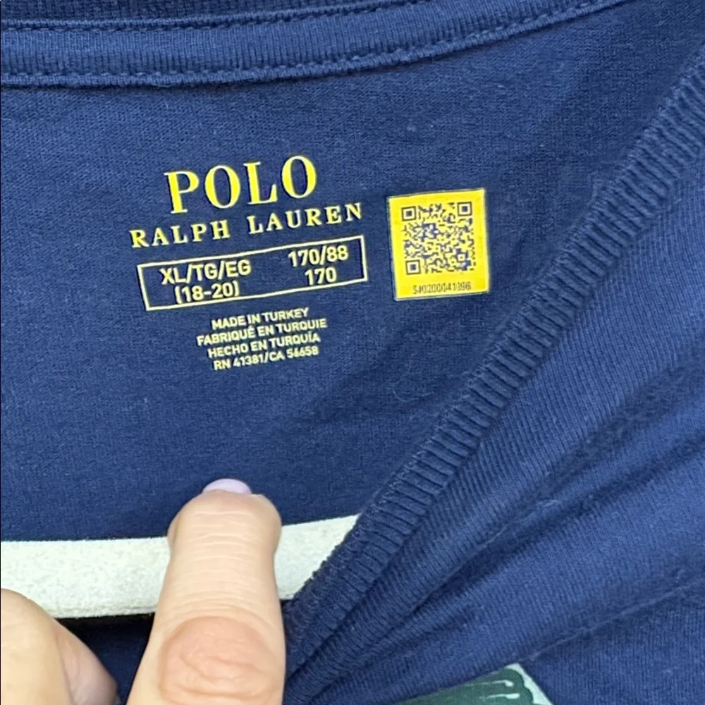 Ralph Lauren Kids Long Sleeve Classic Navy‎ Polo Bear Tee SZ XL 18-20